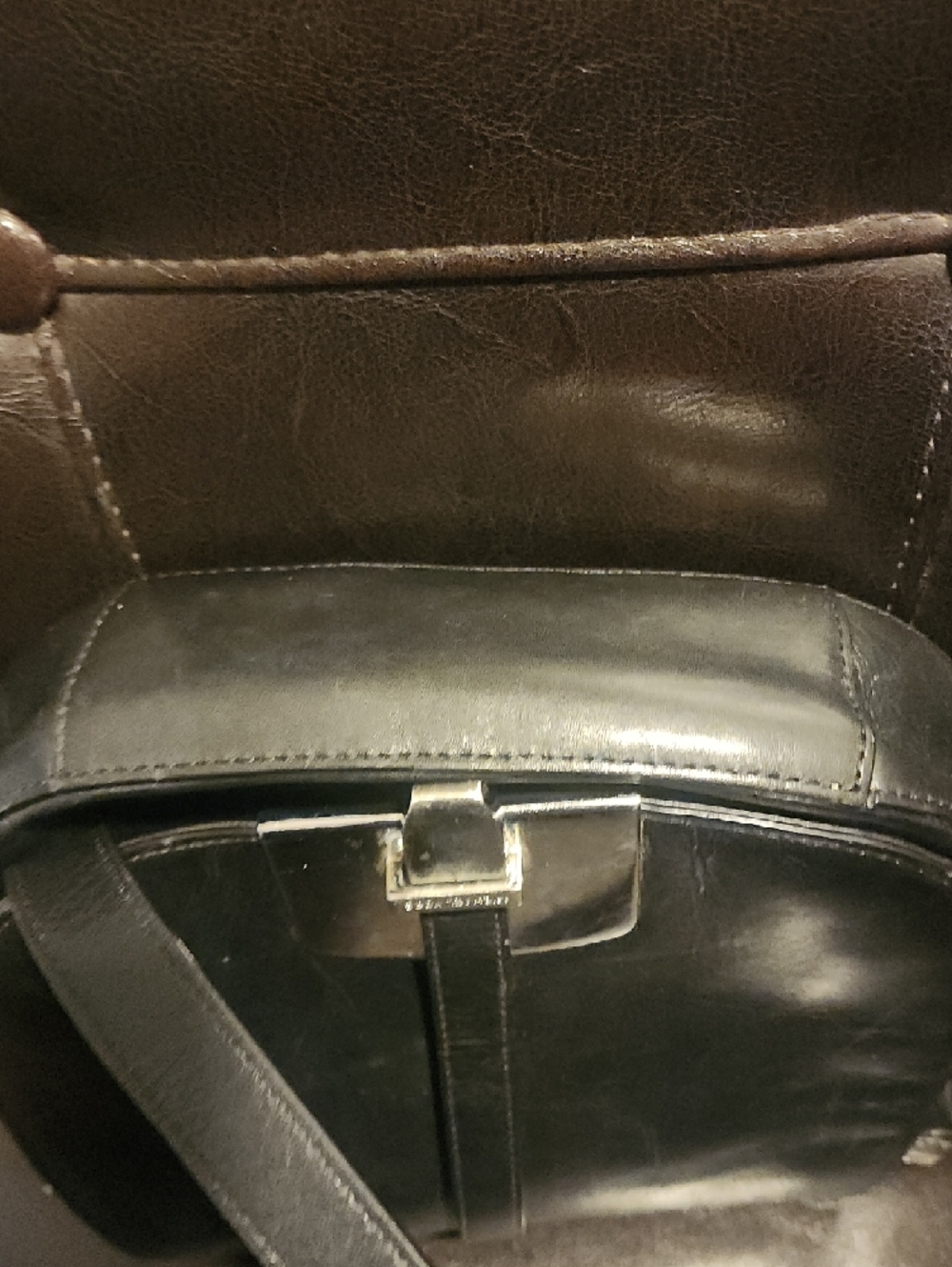 Michael Kors Black Leather Messenger Crossbody with Silver Tone Accent - Picture 7 of 7